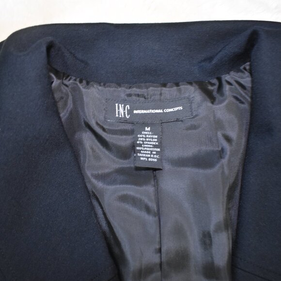 INC Black Cape Swing Jacket Size M Short Sleeve Blazer Chic Old Money Officewear - Picture 7 of 15